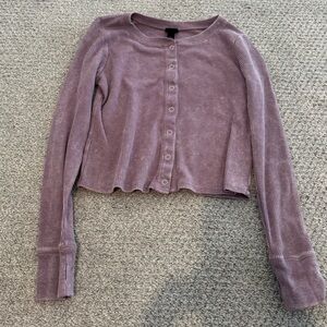 Girls Long Sleeve Waffle Knit Top